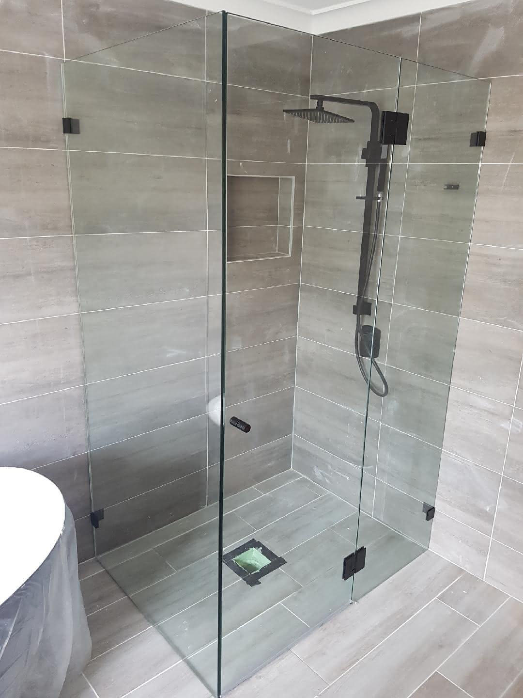 Black Frameless Shower Screen