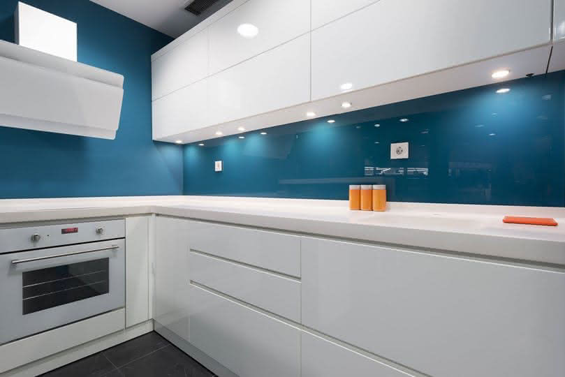 Blue Glass Splashback